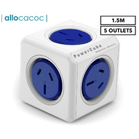 ALLOCACOC POWERCUBE Extended 5 Outlets, 1.5M - Blue (0053)