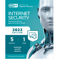 ESET Home Office Security 5 PCs, 5 Mobile 1 File Server, 1 Year License Card - "Strictly only to be used in Australia"