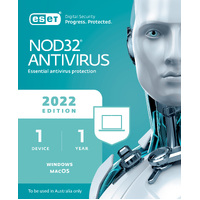 ESET NOD32 Antivirus 1 Device 1 Year License Card - "Strictly only to be used in Australia"
