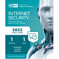 ESET Internet Security 1 Device 1 Year License Card  - "Strictly only to be used in Australia"