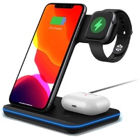 BOOC 3-in-1 Fast Qi  Wireless Charging Station for Various iPhones, Galaxy, AirPods, & Apple Watches