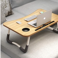 BOOC Laptop Desk Bed Table Tray, Lap Desk Bed Table for Breakfast Serving Tray, Notebook Table with Tablet Slots and Cup Holder for Couch Floor