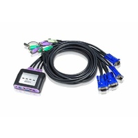 Aten Petite 4 Port PS/2 VGA KVM Switch with Audio - 1.8m Cables Built In