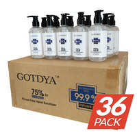 GOTDYA 300ml 75% Alcohol Antibacterial Hand Sanitizer Gel Kills 99.9% Germs Rinse-Free Pump Bottle - 36 Bottle